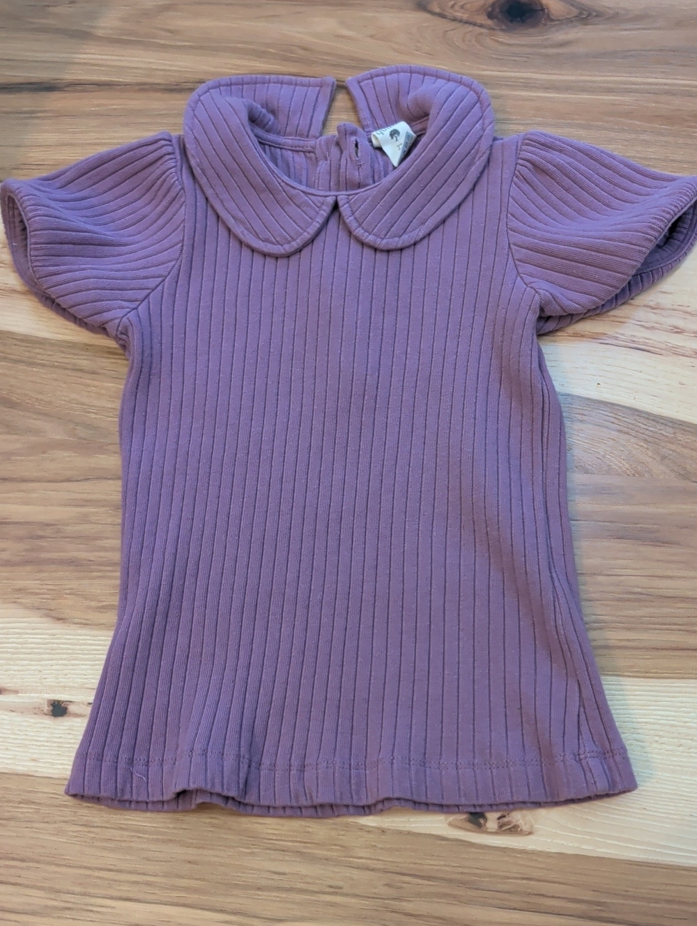 kate quinn Lavender Ribbed Short Sleeve Top with Peter Pan Collar
